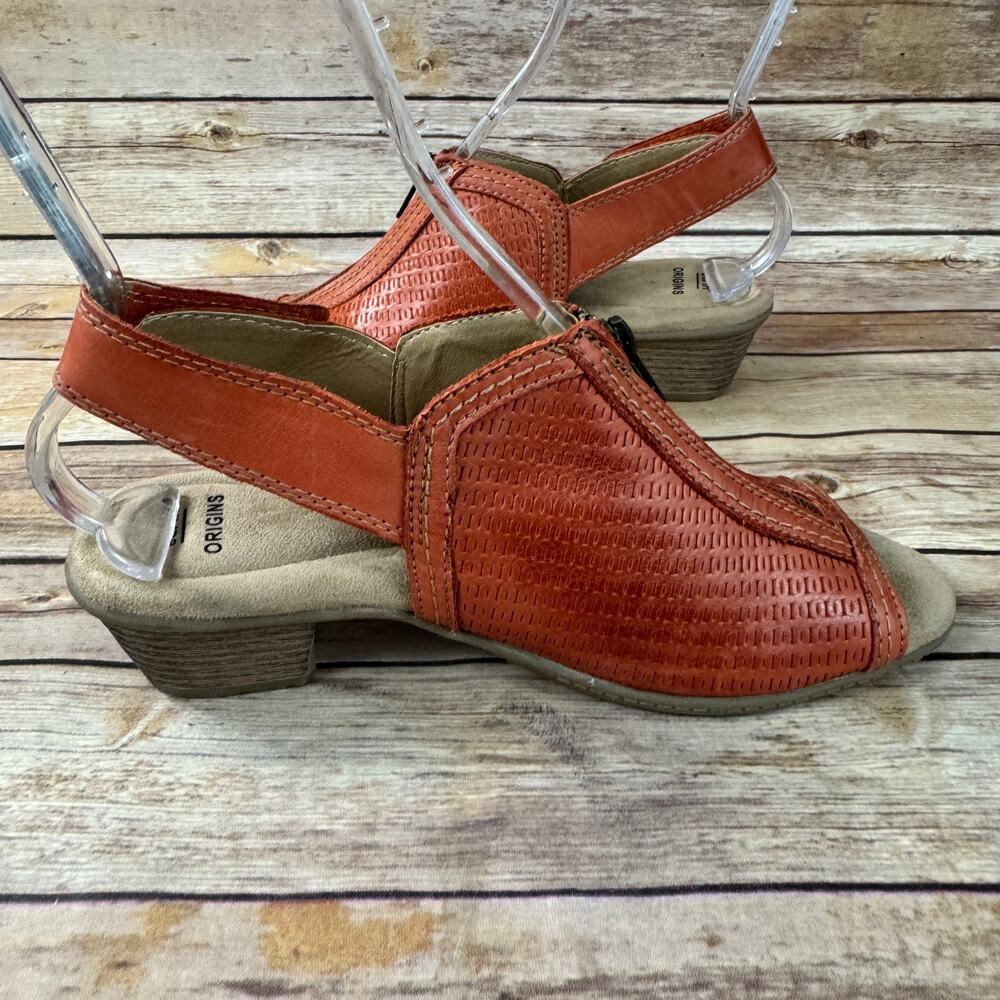 Earth Origins Womens Orange Open Toe Slingback Low Heel Leather Sandals 9.5 - Picture 6 of 14